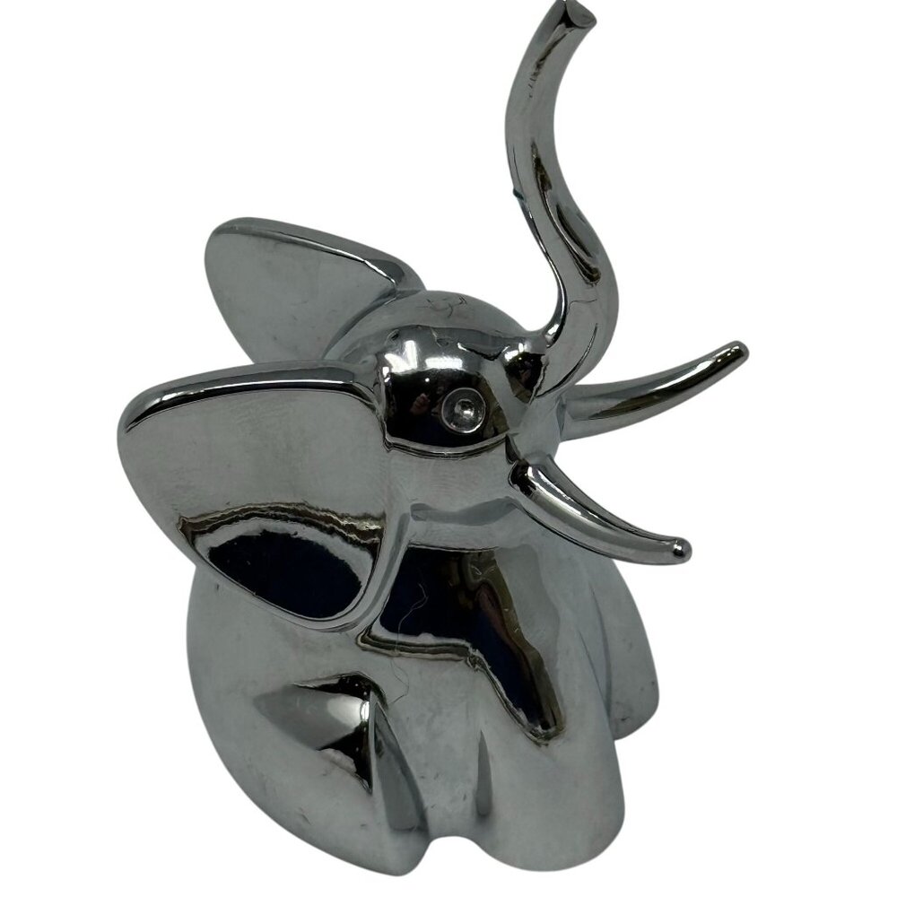 Umbra Chrome Elephant Ring Holder Figurine Jewelry Organizer Trunk Up